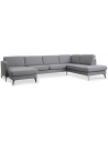 Askset højrevendt U-sofa i polyester B336 x D219 cm - Sort/Lysegrå