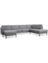 Askset højrevendt U-sofa i polyester B336 x D219 cm - Sort/Lysegrå