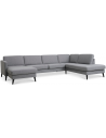 Askset højrevendt U-sofa i polyester B336 x D219 cm - Sort/Lysegrå