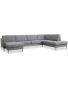 Askset højrevendt U-sofa i polyester B336 x D219 cm - Natur/Lysegrå