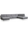 Askset højrevendt U-sofa i polyester B336 x D219 cm - Børstet alugrå/Lysegrå