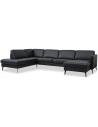 Askset venstrevendt U-sofa i semi-anilin læder B336 x D219 cm - Sort/Sort