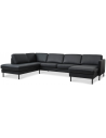 Askset venstrevendt U-sofa i semi-anilin læder B336 x D219 cm - Sort/Sort