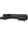 Askset venstrevendt U-sofa i semi-anilin læder B336 x D219 cm - Sort/Sort