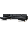 Askset venstrevendt U-sofa i semi-anilin læder B336 x D219 cm - Natur/Sort