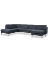 Askset venstrevendt U-sofa i polyester B336 x D219 cm - Sort/Navy