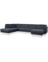 Askset venstrevendt U-sofa i polyester B336 x D219 cm - Børstet alugrå/Navy