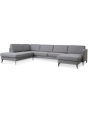 Askset venstrevendt U-sofa i polyester B336 x D219 cm - Sort/Lysegrå