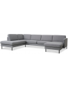 Askset venstrevendt U-sofa i polyester B336 x D219 cm - Sort/Lysegrå