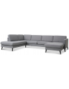 Askset venstrevendt U-sofa i polyester B336 x D219 cm - Sort/Lysegrå