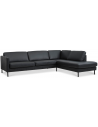 Askset højrevendt chaiselongsofa i semi-anilin læder B291 x D219 cm - Sort/Sort