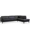 Askset højrevendt chaiselongsofa i semi-anilin læder B291 x D219 cm - Sort/Sort