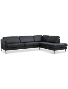 chaiselong sofa læder sort