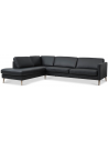 Askset venstrevendt chaiselongsofa i semi-anilin læder B291 x D219 cm - Natur/Sort