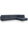 Askset højrevendt chaiselongsofa i polyester B291 x D219 cm - Børstet alugrå/Navy