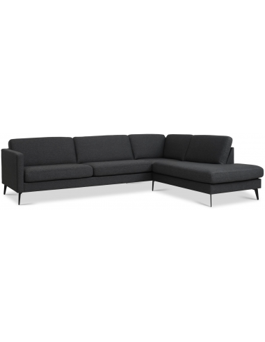 Askset højrevendt chaiselongsofa i polyester B291 x D219 cm - Sort/Antracit