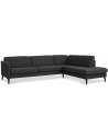 Askset højrevendt chaiselongsofa i polyester B291 x D219 cm - Sort/Antracit