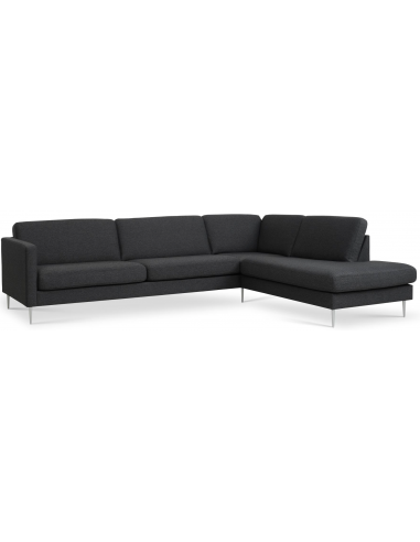 Askset højrevendt chaiselongsofa i polyester B291 x D219 cm - Børstet alugrå/Antracit