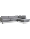 Askset højrevendt chaiselongsofa i polyester B291 x D219 cm - Sort/Lysegrå