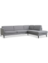 Askset højrevendt chaiselongsofa i polyester B291 x D219 cm - Sort/Lysegrå