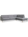 Askset højrevendt chaiselongsofa i polyester B291 x D219 cm - Natur/Lysegrå