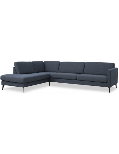 Askset venstrevendt chaiselongsofa i polyester B291 x D219 cm - Sort/Navy