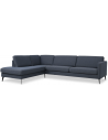 Askset venstrevendt chaiselongsofa i polyester B291 x D219 cm - Sort/Navy