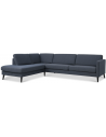 Askset venstrevendt chaiselongsofa i polyester B291 x D219 cm - Sort/Navy