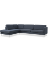 Askset venstrevendt chaiselongsofa i polyester B291 x D219 cm - Børstet alugrå/Navy