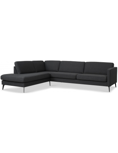 Askset venstrevendt chaiselongsofa i polyester B291 x D219 cm - Sort/Antracit