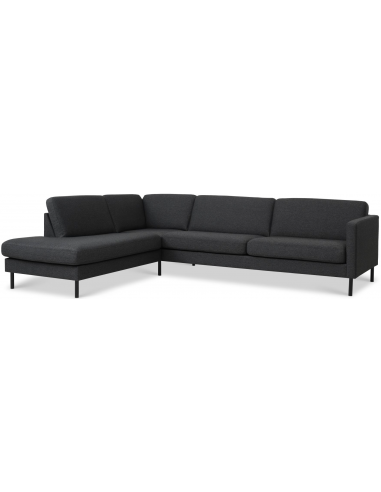 Askset venstrevendt chaiselongsofa i polyester B291 x D219 cm - Sort/Antracit