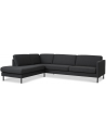 Askset venstrevendt chaiselongsofa i polyester B291 x D219 cm - Sort/Antracit