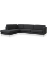 Askset venstrevendt chaiselongsofa i polyester B291 x D219 cm - Børstet alugrå/Antracit