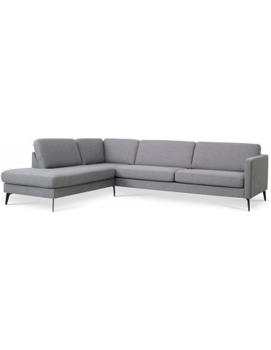 Askset venstrevendt chaiselongsofa i polyester B291 x D219 cm - Sort/Lysegrå