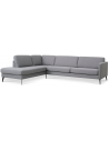 Askset venstrevendt chaiselongsofa i polyester B291 x D219 cm - Sort/Lysegrå