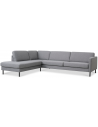 Askset venstrevendt chaiselongsofa i polyester B291 x D219 cm - Sort/Lysegrå