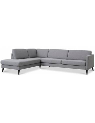 Askset venstrevendt chaiselongsofa i polyester B291 x D219 cm - Sort/Lysegrå