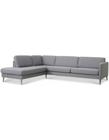 Askset venstrevendt chaiselongsofa i polyester B291 x D219 cm - Natur/Lysegrå