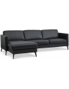 Askset chaiselongsofa i semi-anilin læder B260 x D145 cm - Sort/Sort