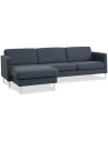 Askset chaiselongsofa i polyester B260 x D145 cm - Børstet alugrå/Navy