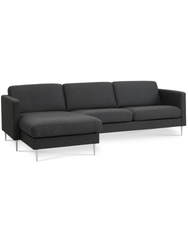 Askset chaiselongsofa i polyester B260 x D145 cm - Børstet alugrå/Antracit