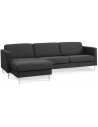 Askset chaiselongsofa i polyester B260 x D145 cm - Børstet alugrå/Antracit