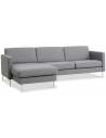 Askset chaiselongsofa i polyester B260 x D145 cm - Børstet alugrå/Lysegrå