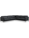 Askset hjørnesofa i semi-anilin læder B300 x D264 cm - Sort/Sort