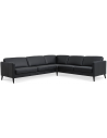 Askset hjørnesofa i semi-anilin læder B300 x D264 cm - Sort/Sort