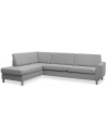 Wendy venstrevendt chaiselongsofa i polyester B279 x D197 cm - Børstet alugrå/Grå