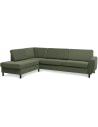 Wendy venstrevendt chaiselongsofa i polyester B279 x D197 cm - Sort/Mosgrøn