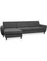 Wendy chaiselongsofa i polyester B308 x D149 cm - Sort/Antracit