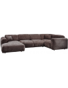 CLOUD Højrevendt U-sofa i chenille 345 x 198 cm - Varm brun