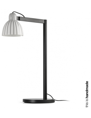 VENICE Bordlampe i stål og keramik H57,5 cm 1 x E27 - Sort/Sort og hvid stribet